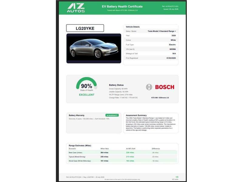 Tesla Standard Range Plus Saloon 4dr Electric Auto RWD (241 bhp)
