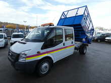 2013 63 FORD TRANSIT T460 DOUBLE CAB CAGED TIPPER EX COUNCIL FSH