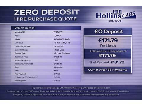 1.0 VVT-i x-style Hatchback 5dr Petrol Manual Euro 6 (68 ps)