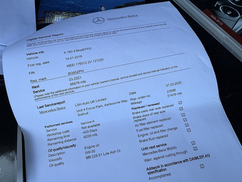 Mercedes-Benz 1.5 A180d SE (Executive) Hatchback 5dr Diesel Manual Euro 6 (s/s) (109 ps)