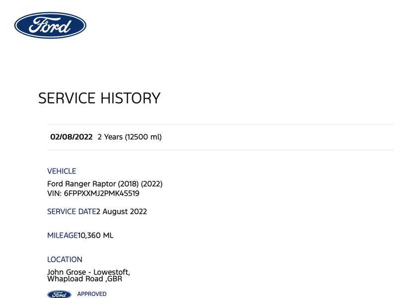 Ford 2.0 EcoBlue Raptor Pickup Double Cab 4dr Diesel Auto 4WD Euro 6 (s/s) (213 ps)