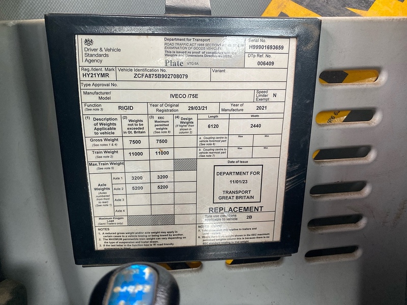 Iveco 75E16k Tipper 7.5 Ton 4 X 2 Manual 4.5 Tipper Manual Diesel