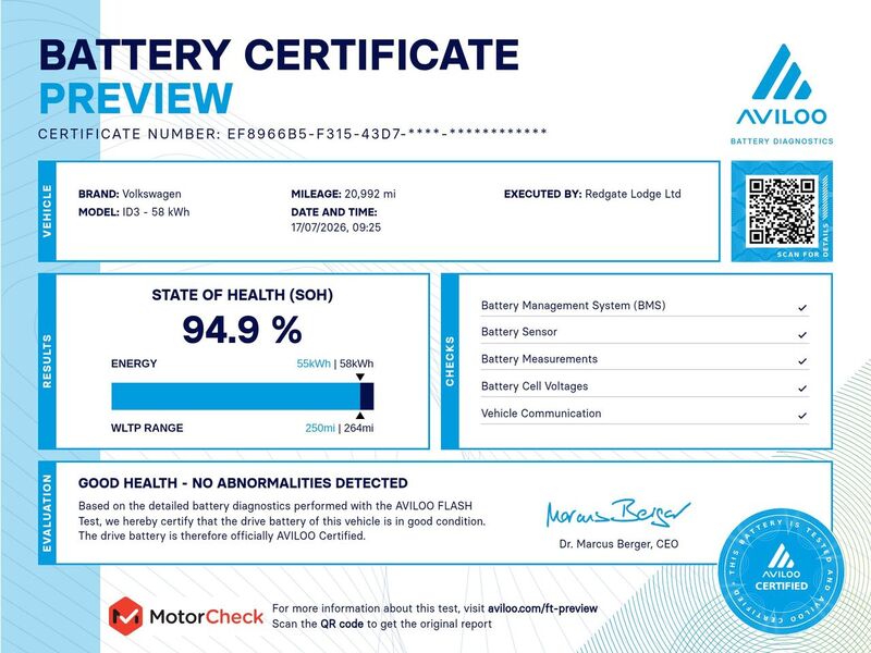 Volkswagen ID.3 Pro Performance 58kWh Family Hatchback 5dr Electric Auto (204 ps) - U13822