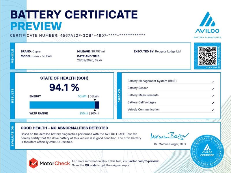CUPRA Born 58kWh V2 Hatchback 5dr Electric Auto (204 ps) - U14096