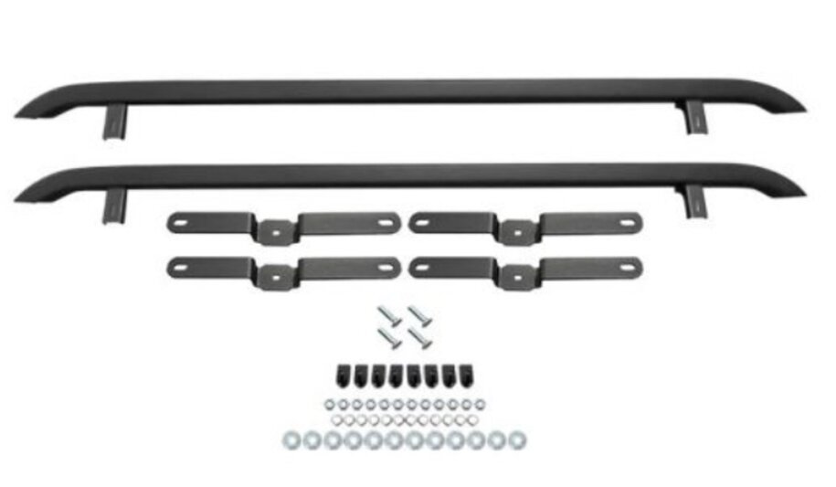 VW T7 (2025-) / TRANSIT CUSTOM (2024-) – TRAPEZOID SIDEBARS – SWB – GLOSS BLACK + MATTE BLACK Image 1
