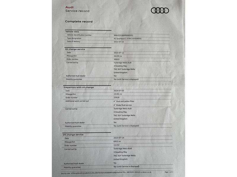 Audi 1.5 TFSI 35 S line Sportback 5dr Petrol S Tronic Euro 6 (s/s) (150 ps)
