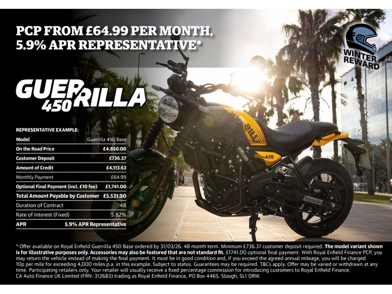 ROYAL ENFIELD NEW GUERRILLA 450 SHERPA - ALL IN STOCK!