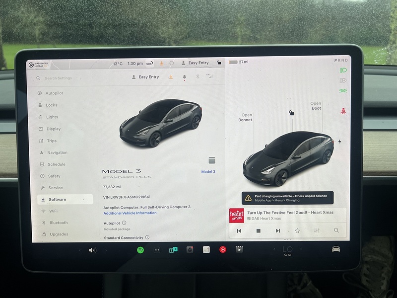 Tesla Model 3 Standard Range Plus Saloon 4dr Electric Auto RWD (241 bhp) - U10478