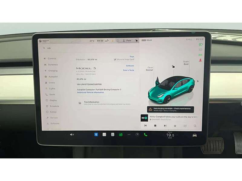 Tesla Model 3 (Dual Motor) Long Range Saloon 4dr Electric Auto 4WDE (346 ps) | PAN ROOF|R/CAM|WHITE LEATHER - U11135