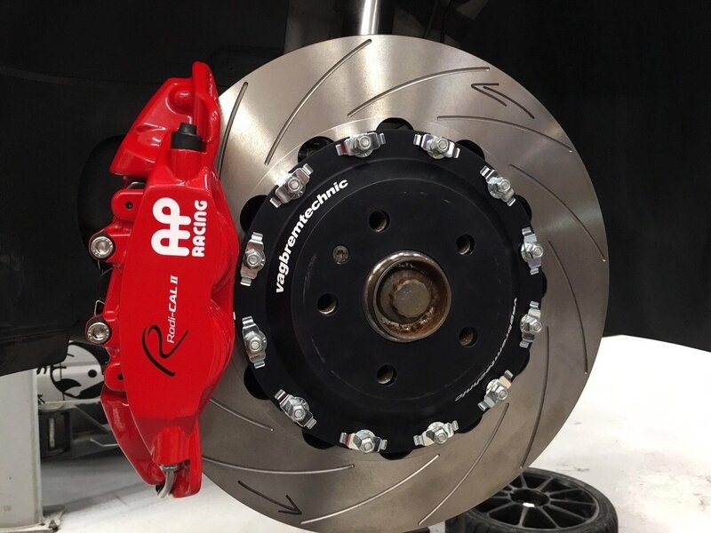 Vagbremtechnic Front Brake Kit 4 Piston AP Racing Calipers with 362x32mm 2-Piece Discs And Ferodo DS Image 1