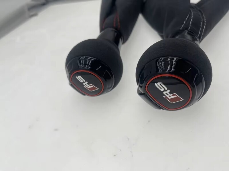 Black Alcantara Shift Knob With Boot Fit DSG Stronic Shift Lever Black and Red Lines Dust Cover for Image 1