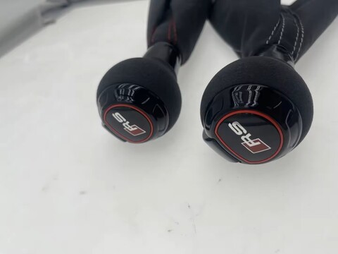 Black Alcantara Shift Knob With Boot Fit DSG Stronic Shift Lever Black and Red Lines Dust Cover for