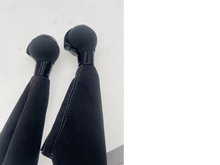 Black Alcantara Shift Knob With Boot Fit DSG Stronic Shift Lever Black and Red Lines Dust Cover for Image 2