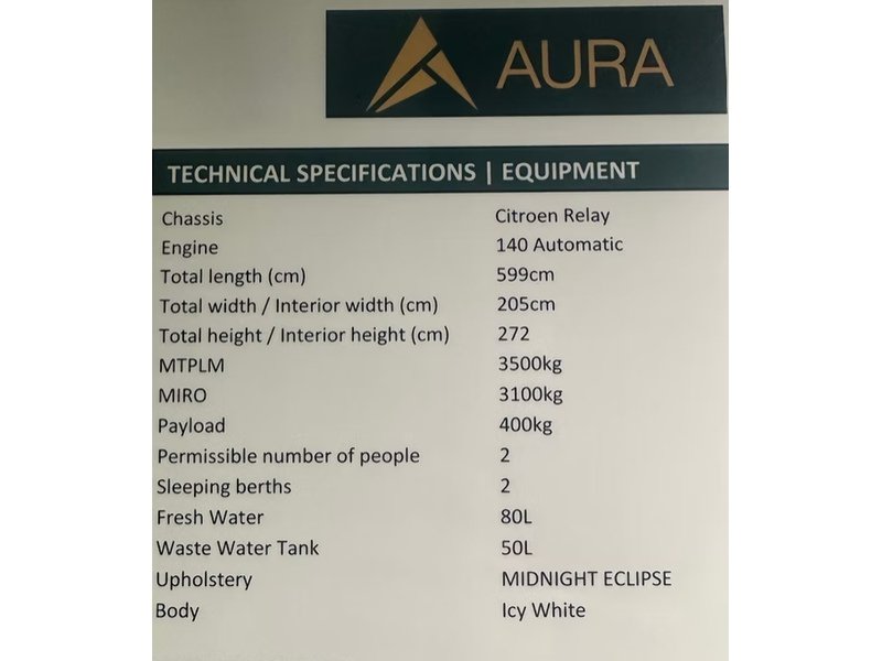 Aura 6EL 2 Berth Campervan - U10728