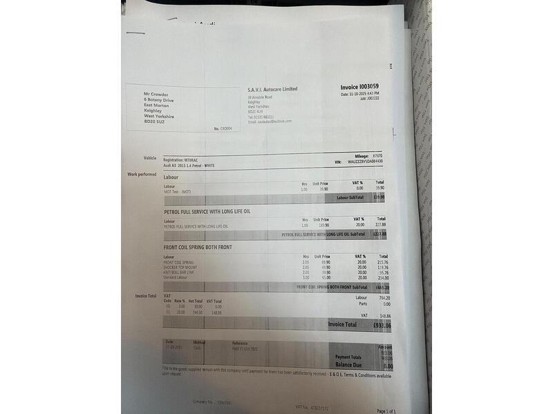 Audi A3 1.4 TFSI CoD S line Sportback 5dr Petrol Manual Euro 6 (s/s) (140 ps) - U7