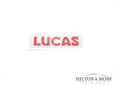 Classic lucas battery sticker, silver