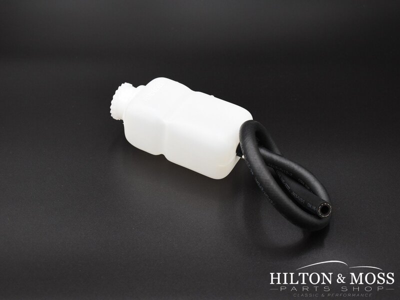 Jaguar E-Type S1 / S2 / S3 Clutch Fluid Reservoir, Square Type with hose Image 1