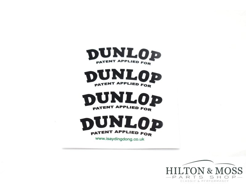 Set of 4 Dunlop Wheel Stickers Black on Clear Stickers - Jaguar D Type E Type 3" Image 1