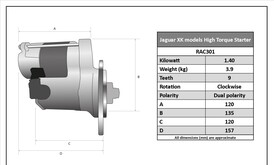 Jaguar XK120, XK140 &amp; XK150 Uprated High Torque Starter Motor Image 10