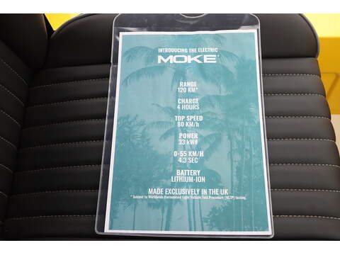 MOKE 0.0 4DR CONVERTIBLE ELECTRIC BLUETOOTH WITH MUSIC STREAMING DAB STEREO JUST 1 PRIVATE OWNER FROM NEW ONLY 35 MILES NO ULEZ CHARGE