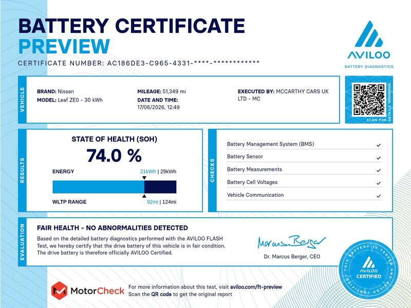 Nissan 30kWh Tekna Hatchback 5dr Electric Auto (109 bhp) 72-74 Mitcham Road